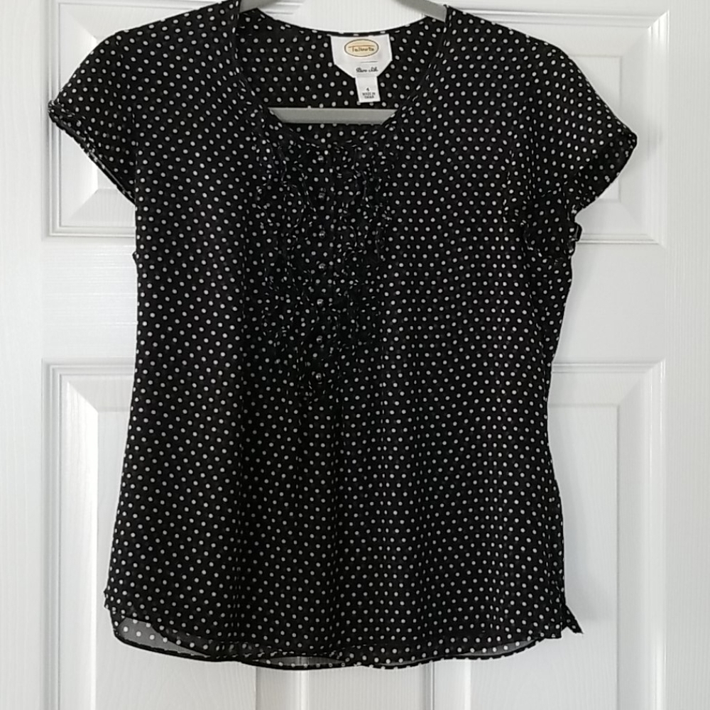 Silk blouse cap sleeve